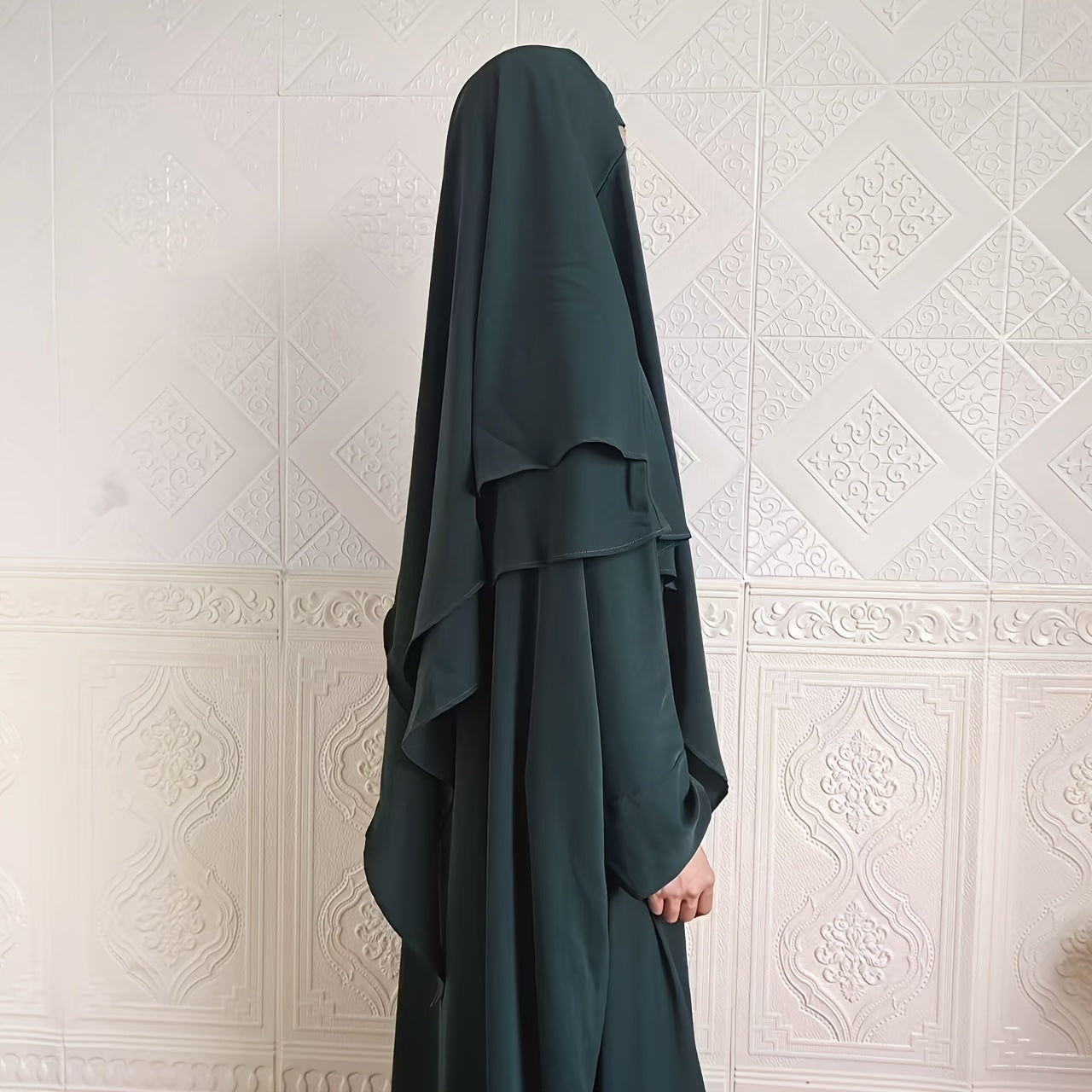 Plus Size - A Set of Elegant Plus Size Women Jilbaab Dresses, Middle East Dubai Solid Color Robe Dress Two Piece Set, Perfect for Ramadan And Islamic Prayers Abaya Femme Women Abaya Dubai Islamic Clothing Abaya Hijab Femme Prayer Jil