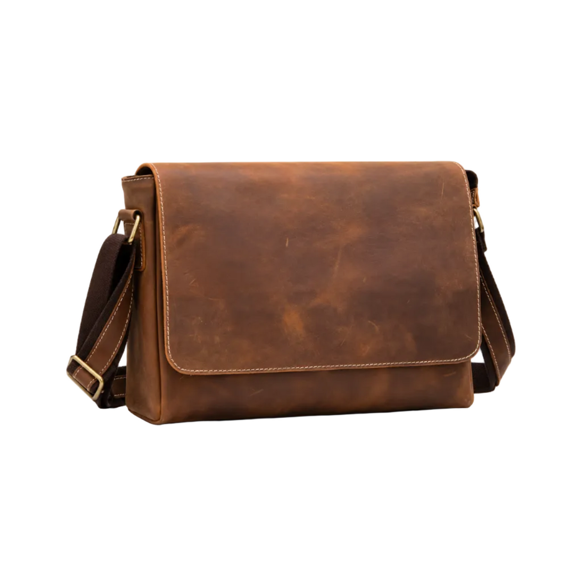 Vintage Brown Leather Laptop Messenger Bag