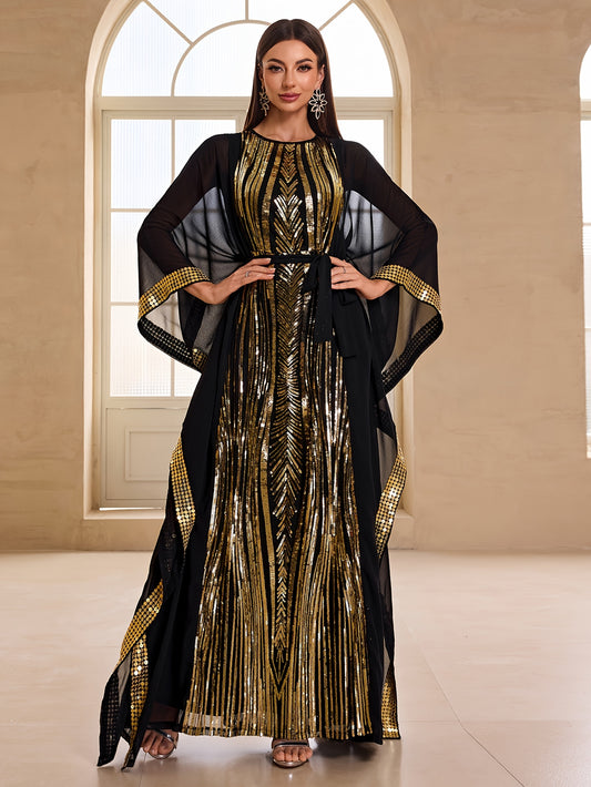 Two piece set of Dongfeng chiffon sequined Modern Abaya in Women's banquet evening gown