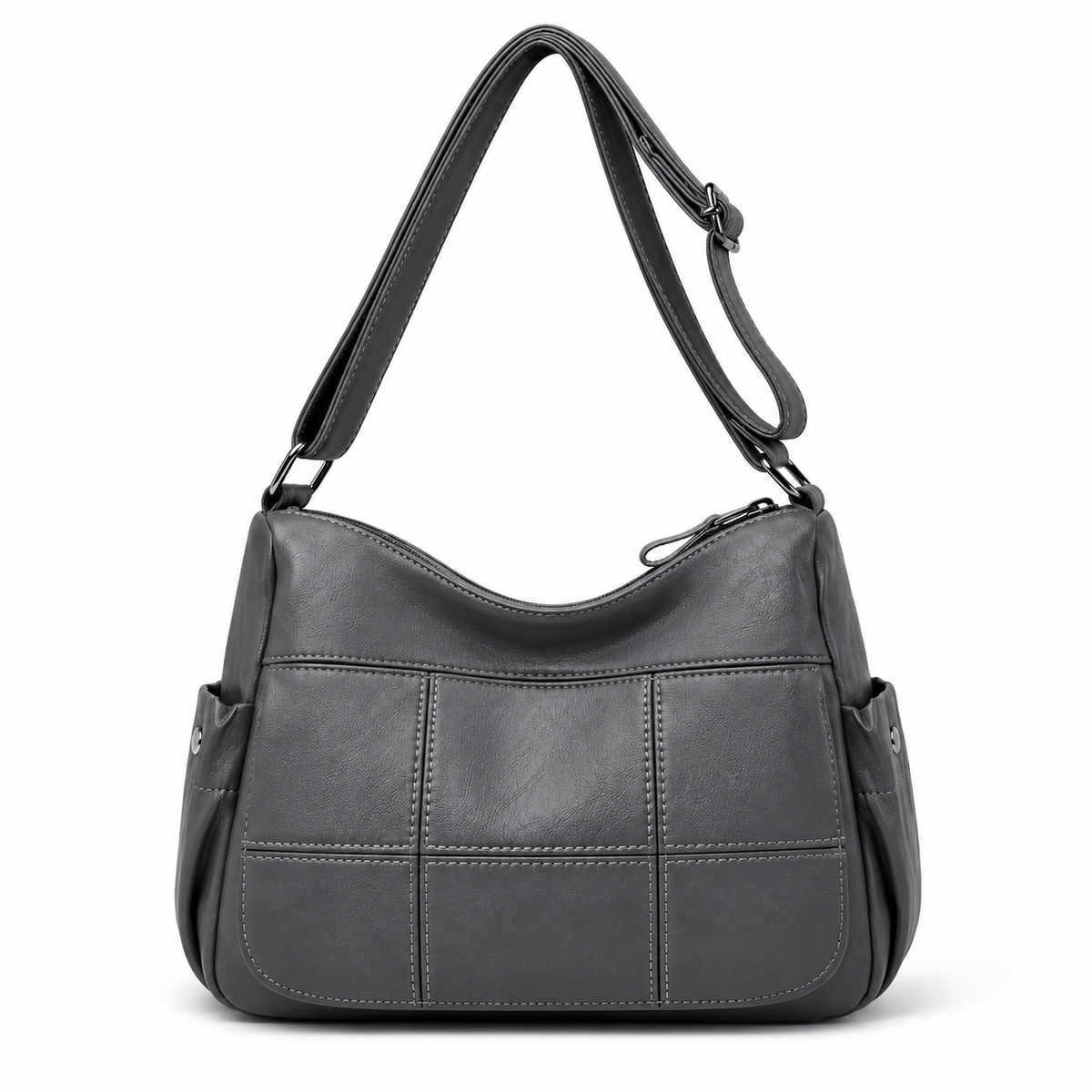 Grey Multi Pocket Adjustable Crossbody Bag