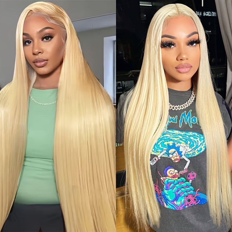 Straight Human Hair Weft Hair Extensions Color 613 Blonde Remy Human Hair Weft Weave Hair Extensions Double Wefted 3.35 oz Human Hair Bundles Blonde