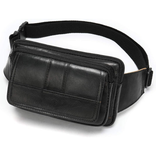 Fanny Pack for Men and Women Leather Sling Belt Bag for Hiking Running Travel Durable Cowhide Leather