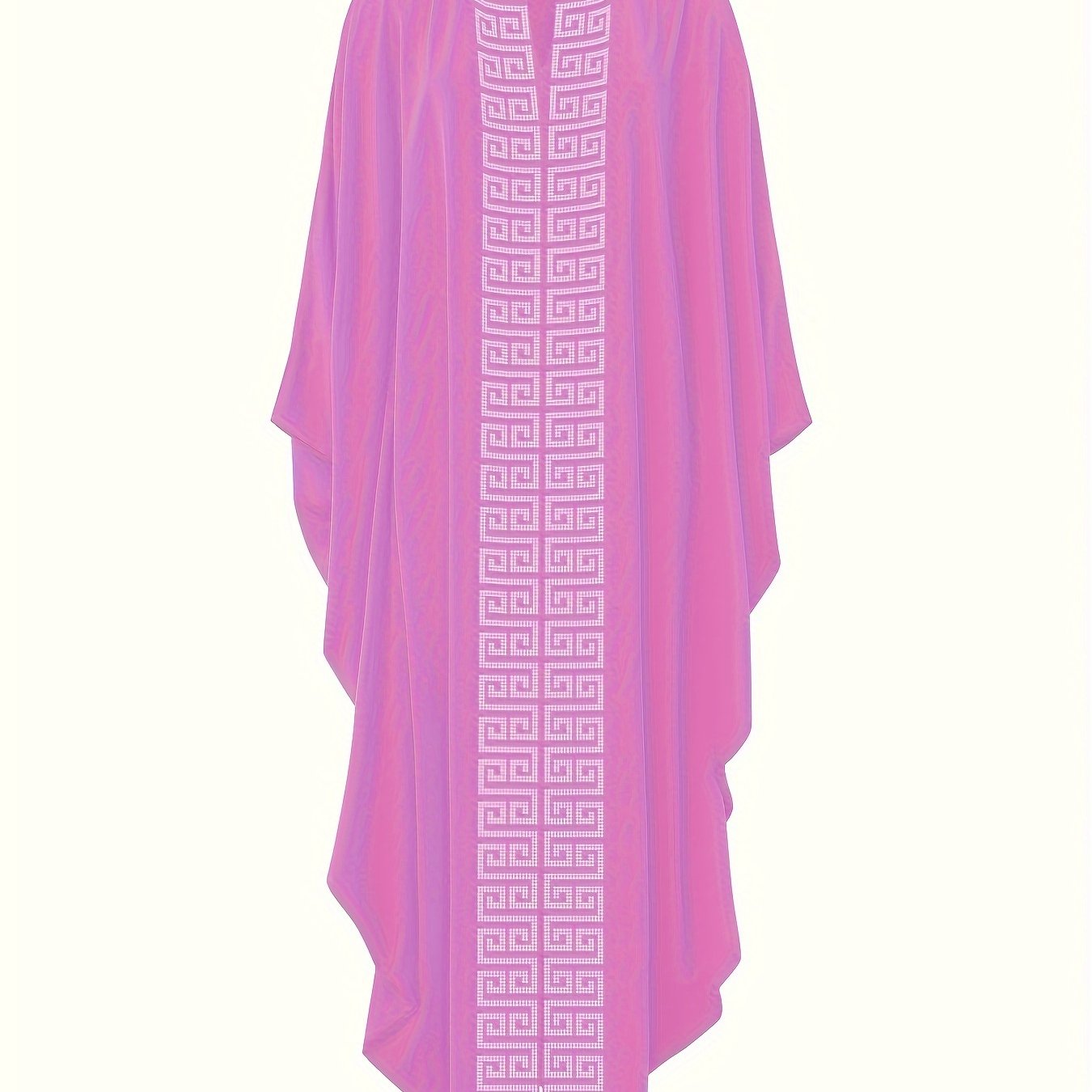Women's Elegant Rhinestone Embellished Long Kaftan Palestinian Abaya - Batwing Sleeves, Long Split Hem, Polyester, Non-Stretch, Solid Color, Suitable for Spring/Summer/Fall