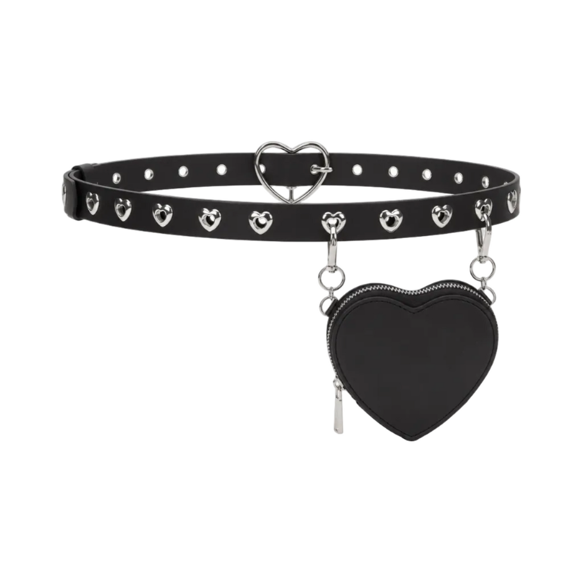 Black Heart Pouch Belt With Buckle