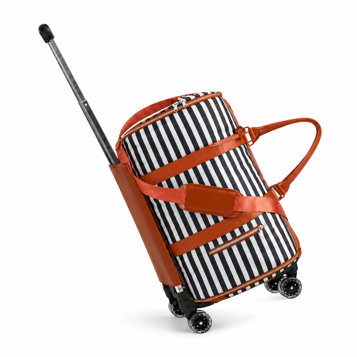 Classic Striped Trolley Bag With Wheels