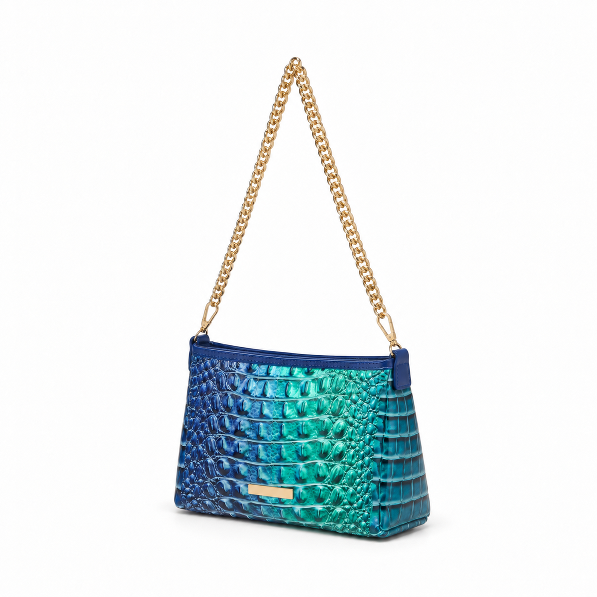 Iridescent Crocodile Chain Shoulder Bag