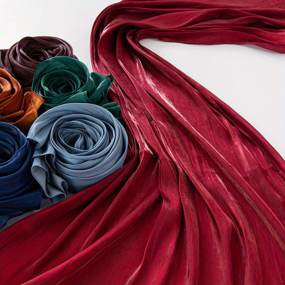 Women's Lightweight Breathable Gauze Headscarf - Versatile Long Flowy Scarf & Shawl for Muslim Hijab, Outdoor Casual Daily Wear, All-Season Machine Washable, 70.87x25.98inch