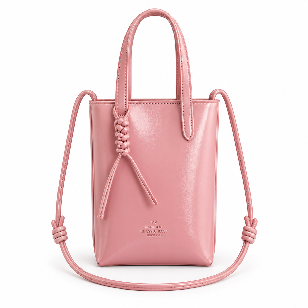 Elegant Blush Pink Knotted Crossbody Bag