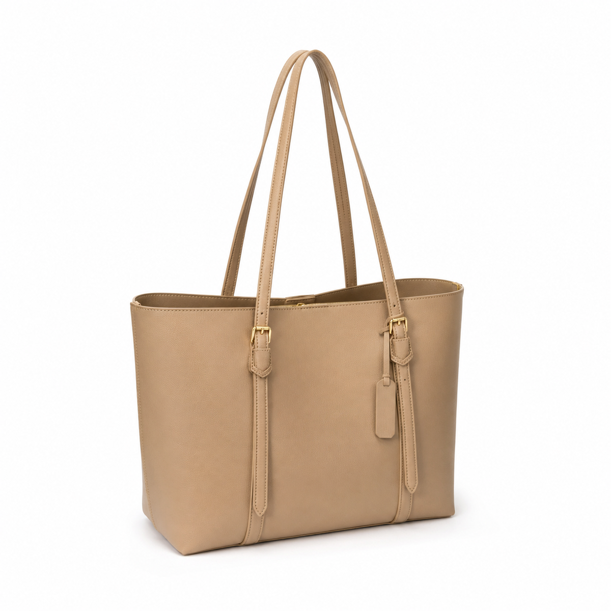Elegant Beige Structured Adjustable Strap Totebag