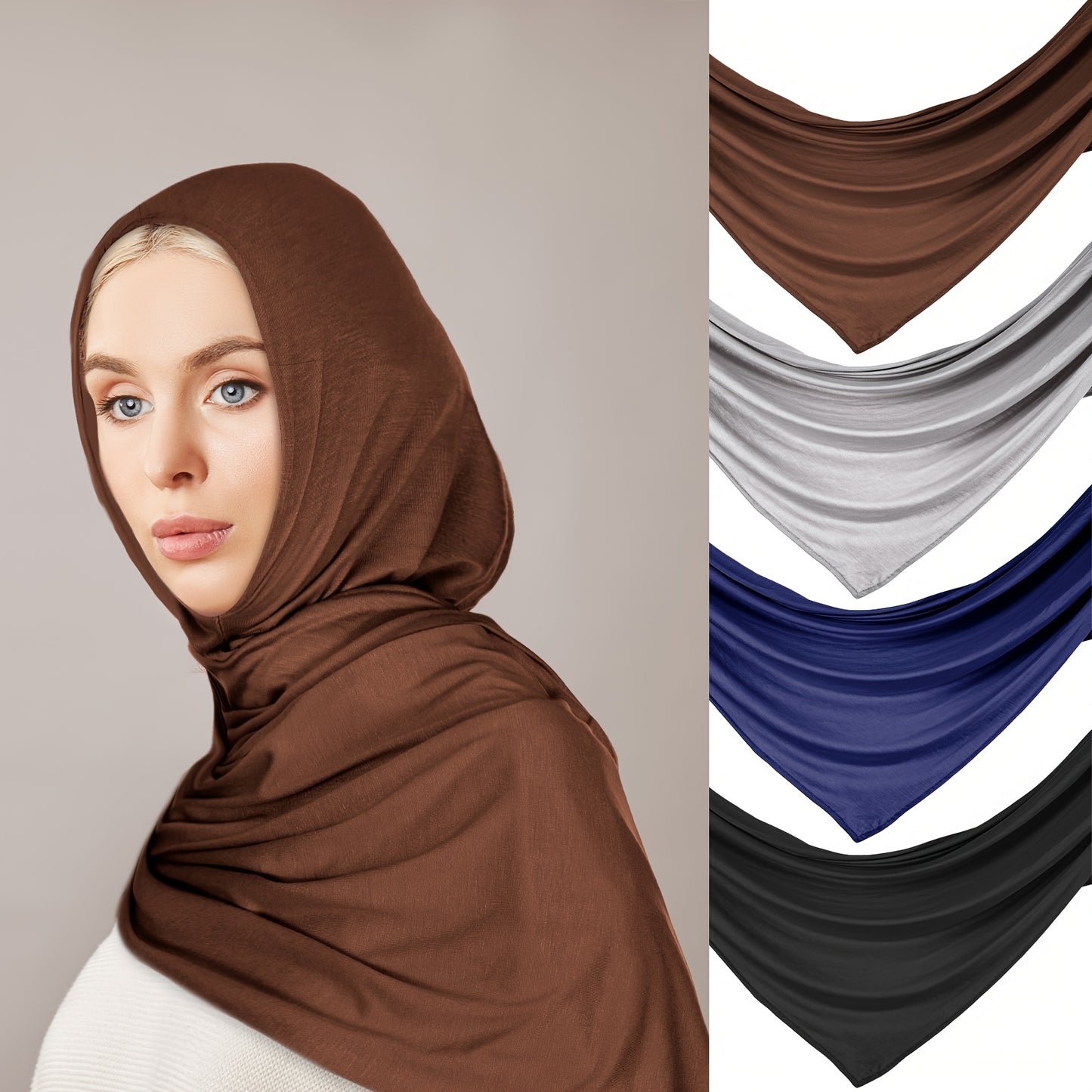 4pcs Instant Hijab For Women Bamboo Jersey Hijab Pinless Ramadan Islamic Muslim Head Wraps Premium Head Scarf Shawl Turban