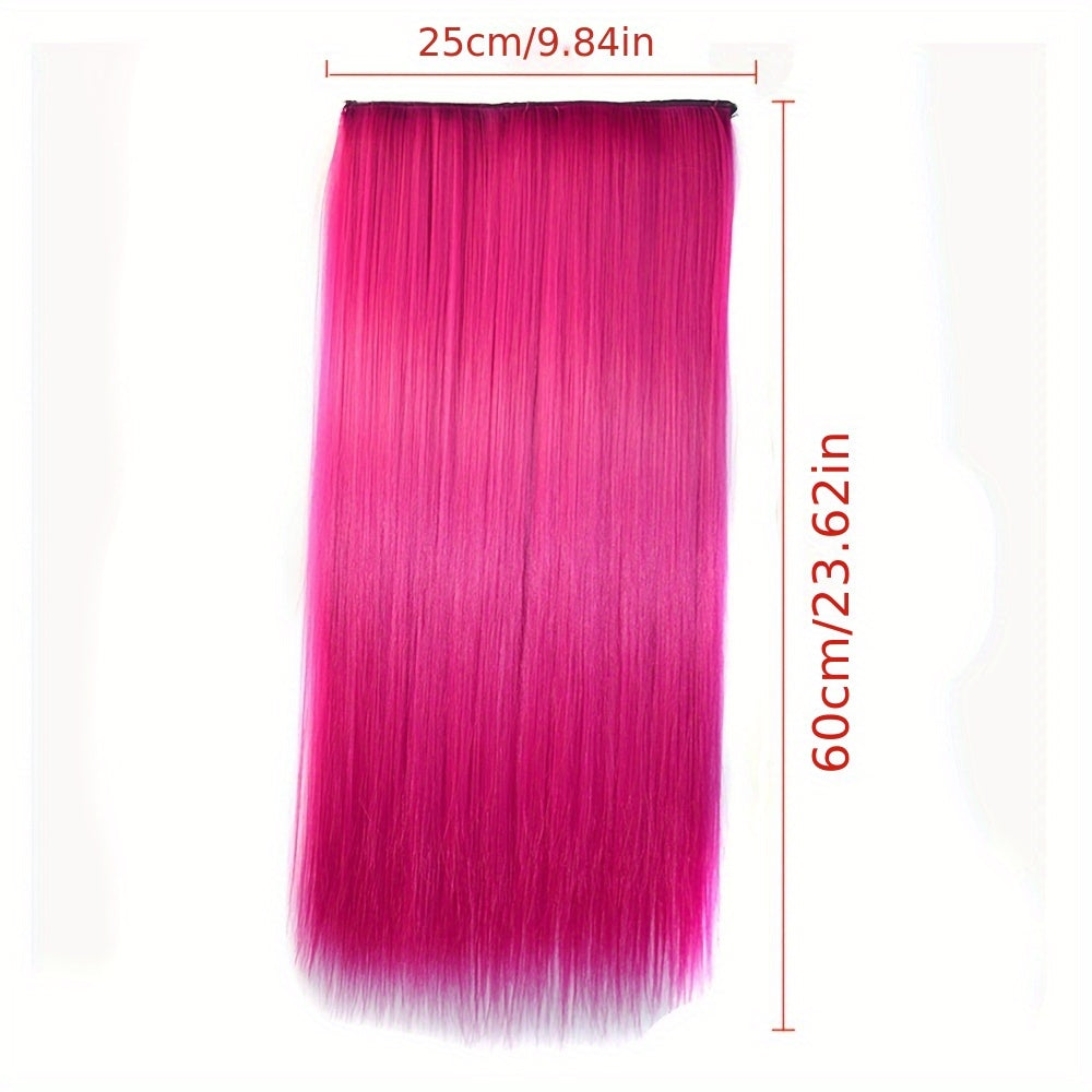 24 Inch Synthetic  5 Clips In Hair Extensions Long Straight High Temperature Fiber Colorful Hairpiece for Women