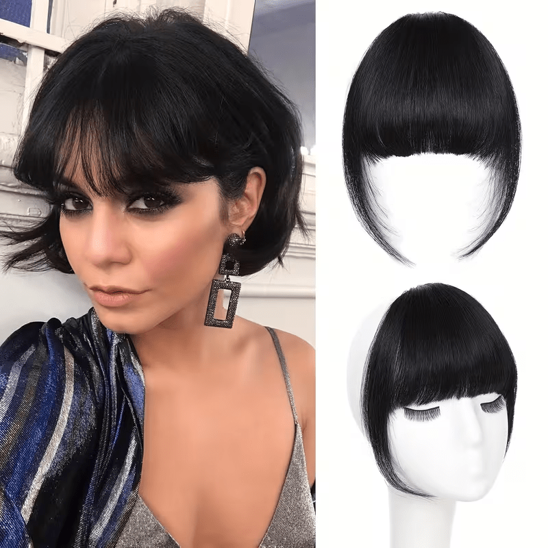 Women'S French Human Hair Bangs | Real Human Hair, Natural Straight Hair with Easy Clip-In Attachment, Elegant Straight Fringe for Dates, Parties, and Everyday Wear, Multifunctional Hair Accessory.