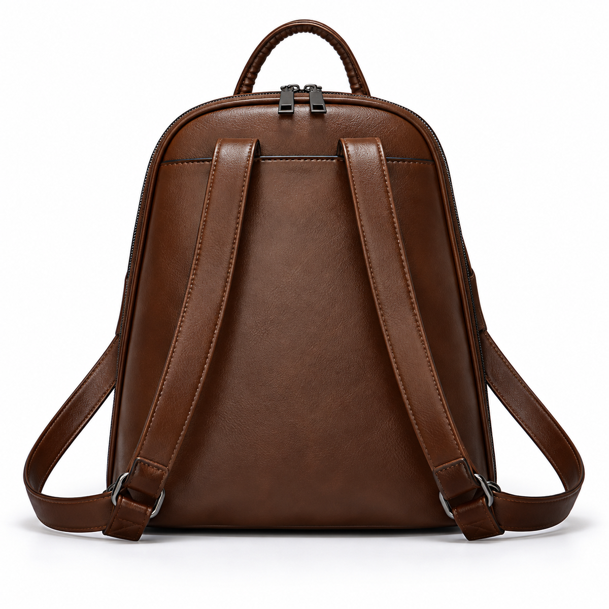 Elegant Brown Backpack With Silver Detail