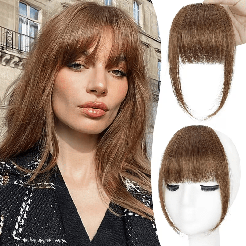 Women'S French Human Hair Bangs | Real Human Hair, Natural Straight Hair with Easy Clip-In Attachment, Elegant Straight Fringe for Dates, Parties, and Everyday Wear, Multifunctional Hair Accessory.