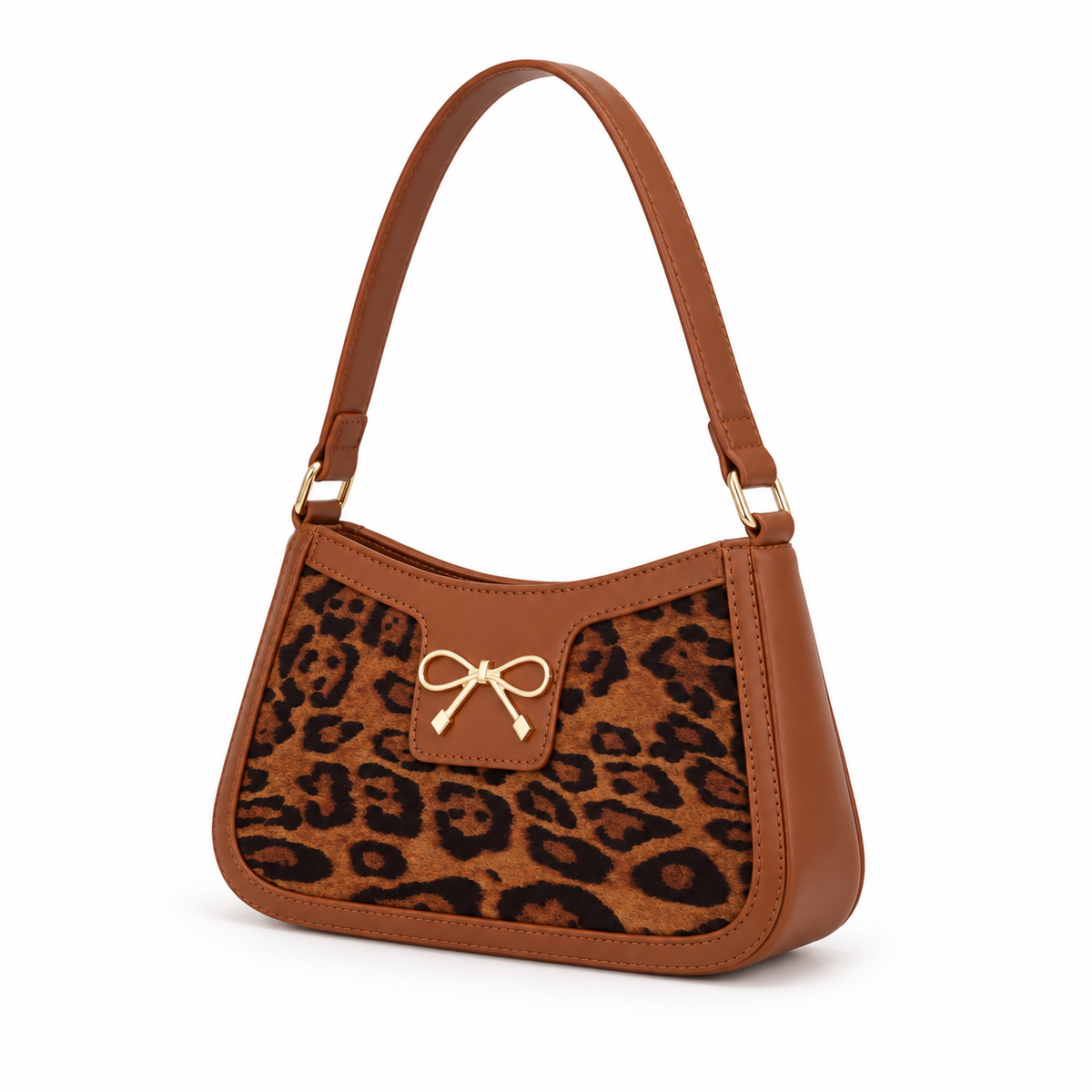Leopard Print Brown Bow Shoulder Bag