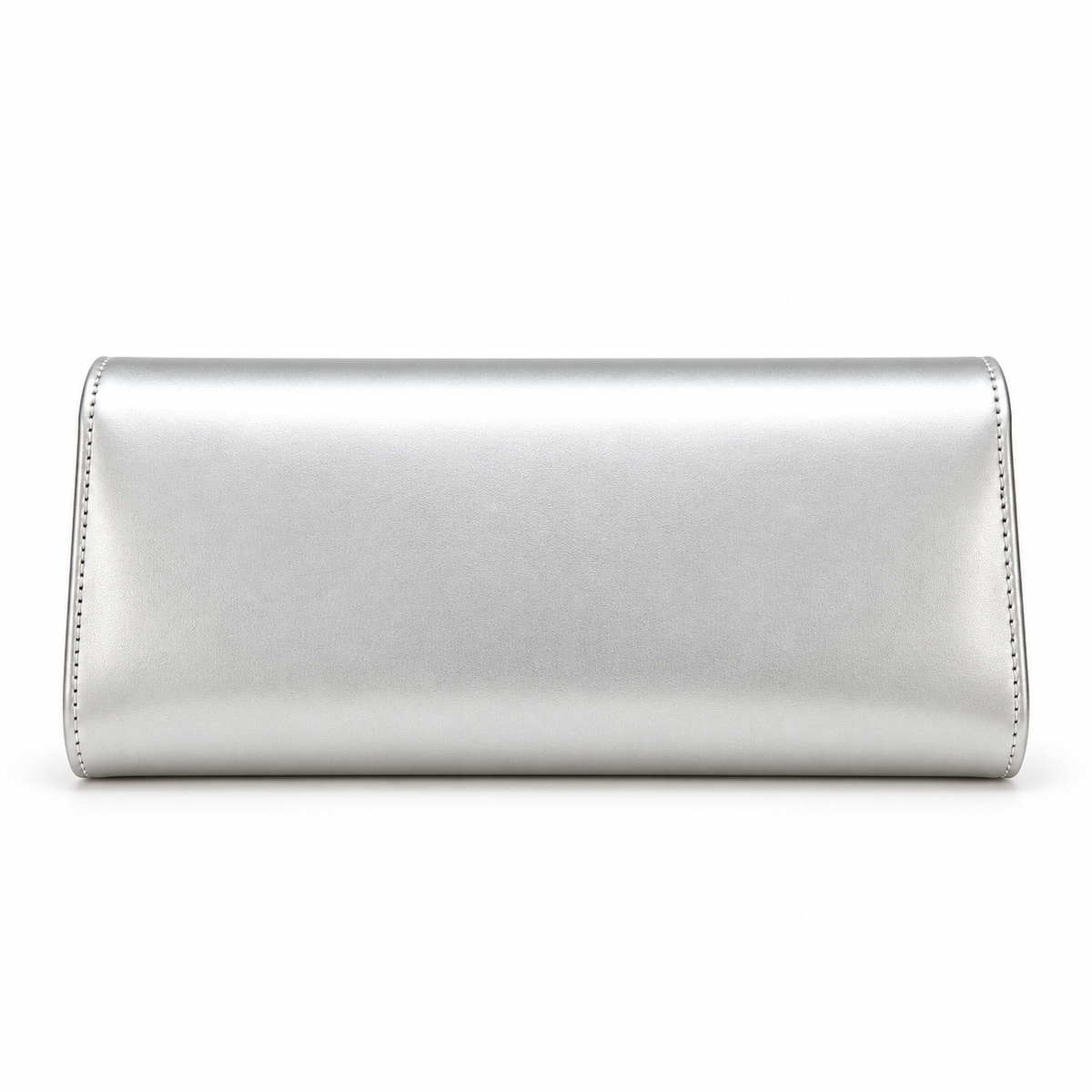 Elegant Silver Oval Accent Evening Clutch