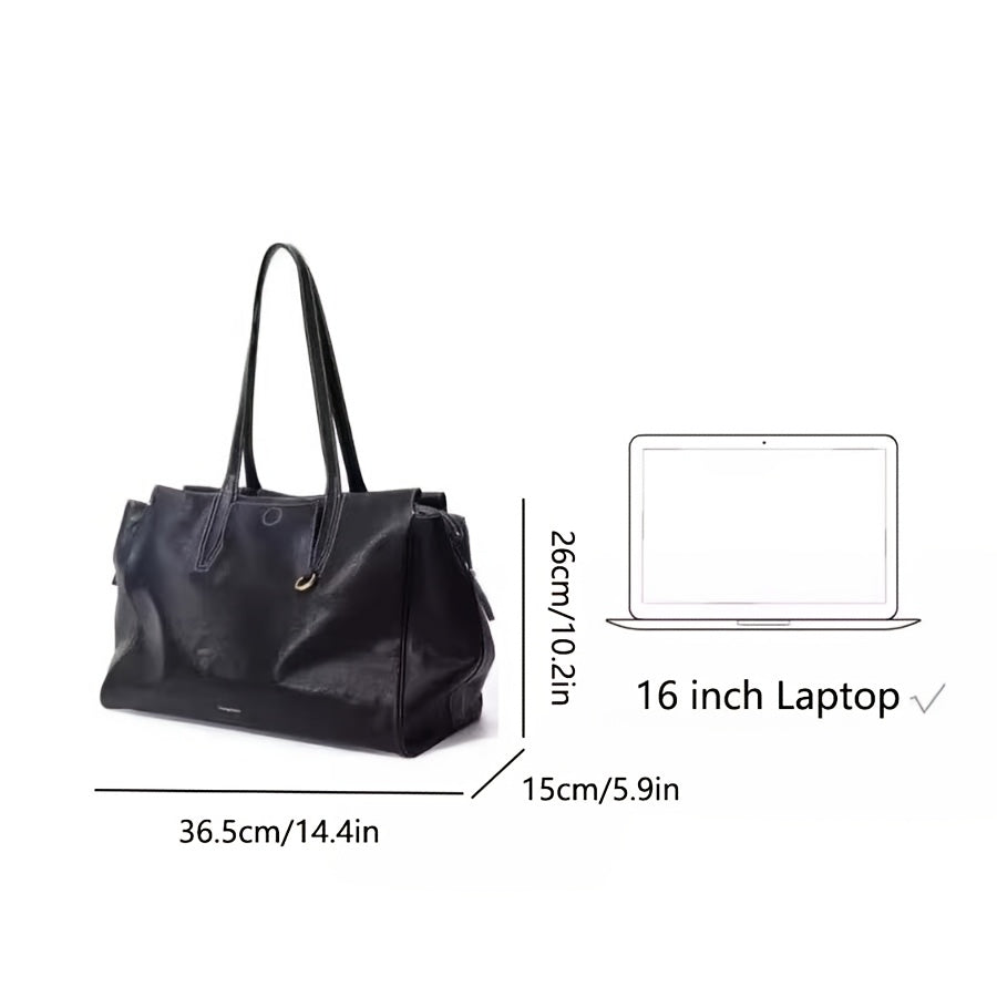 Luxury Genuine Leather Tote Bag - Spacious With Zipper Bag, Perfect for Women's Travel & Business