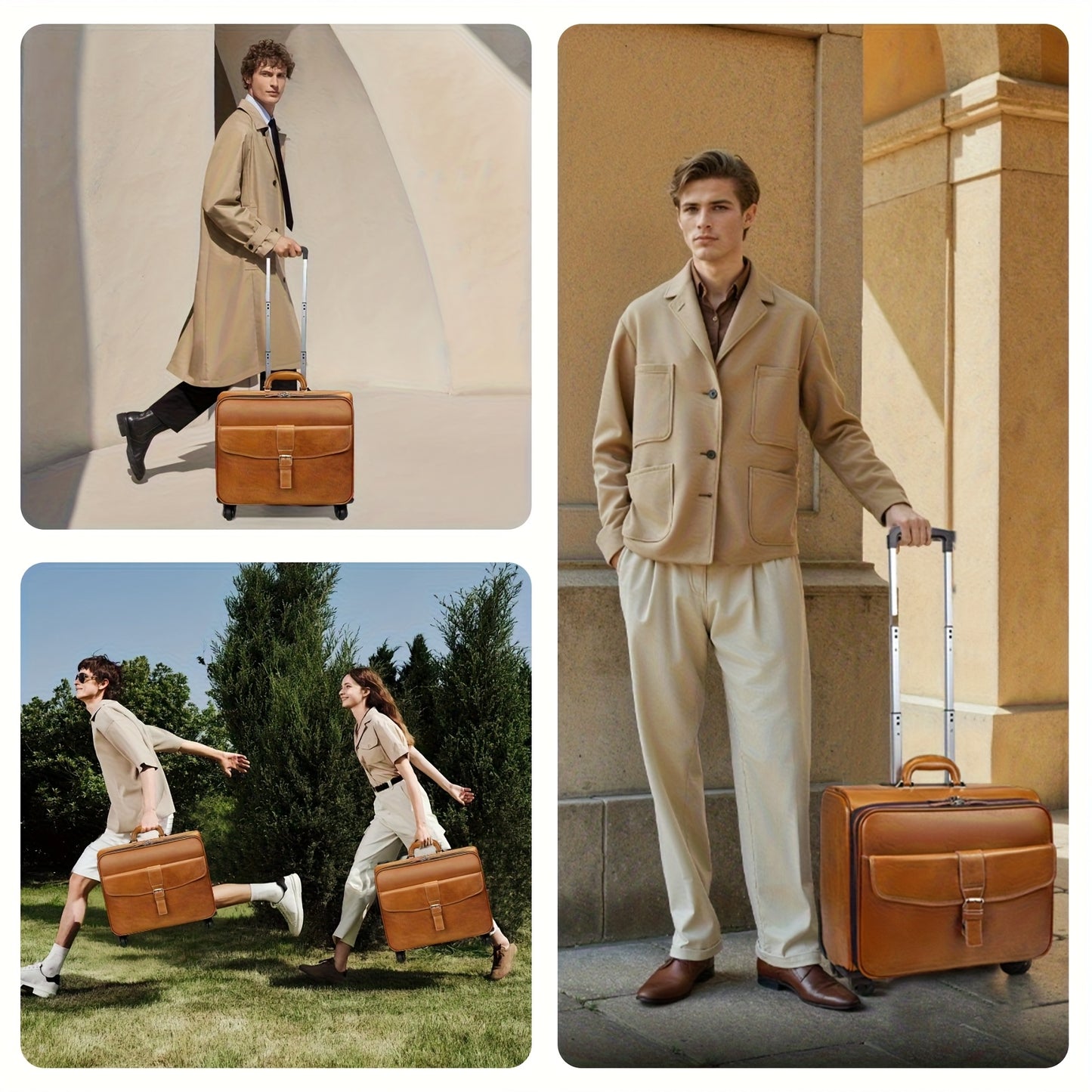 Leathario Travel Luggage, Wheeled Luggage, Men's Luggage Bag, Wheeled Genuine Leather Laptop Briefcase, Carry-on Suitcase, Local Warehouse, Christmas/Halloween