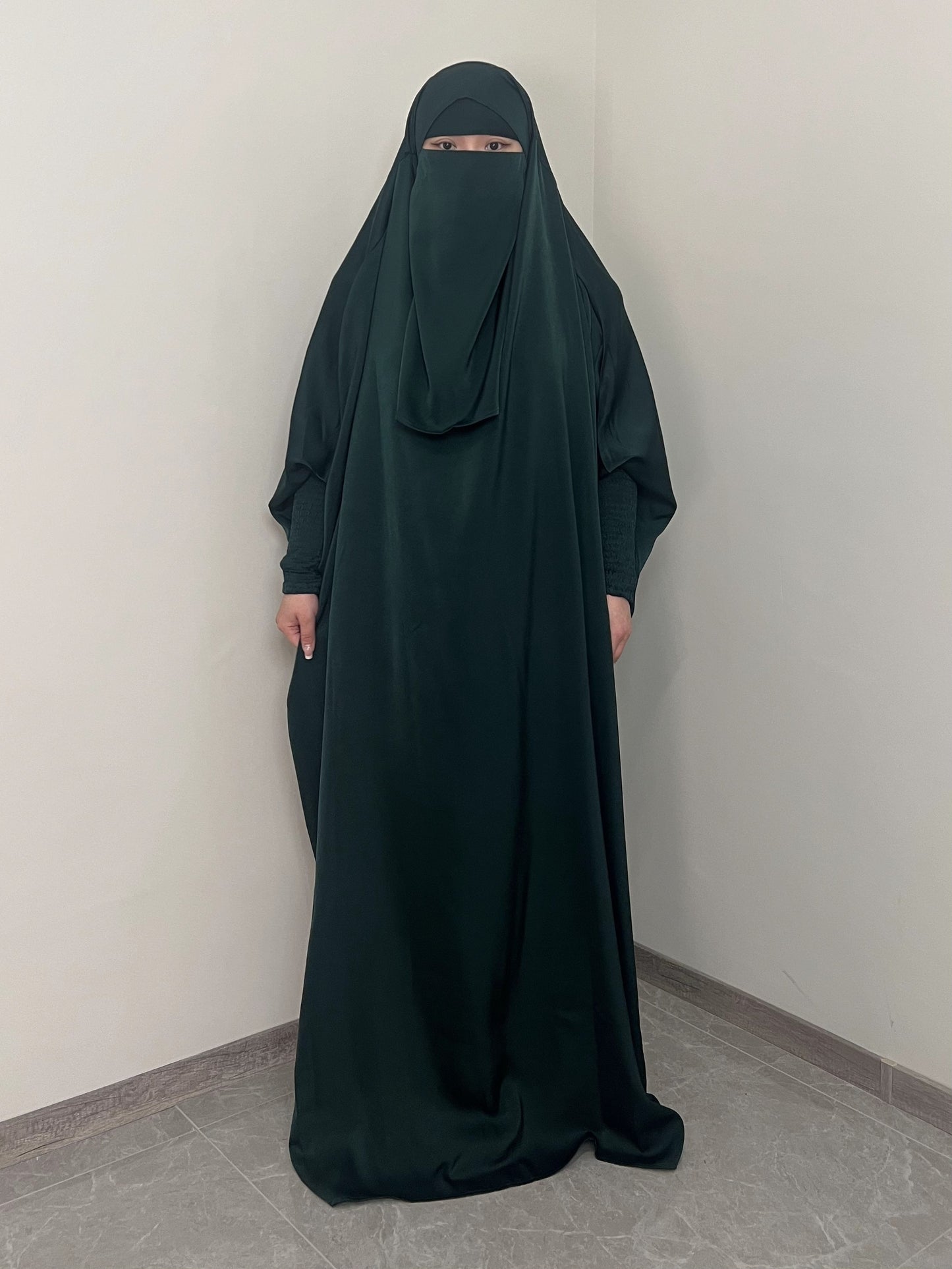 [Satin Modesty Dress] Free Size Satin One Piece Modesty Abaya Burkha - Jilbab Niqab Attached