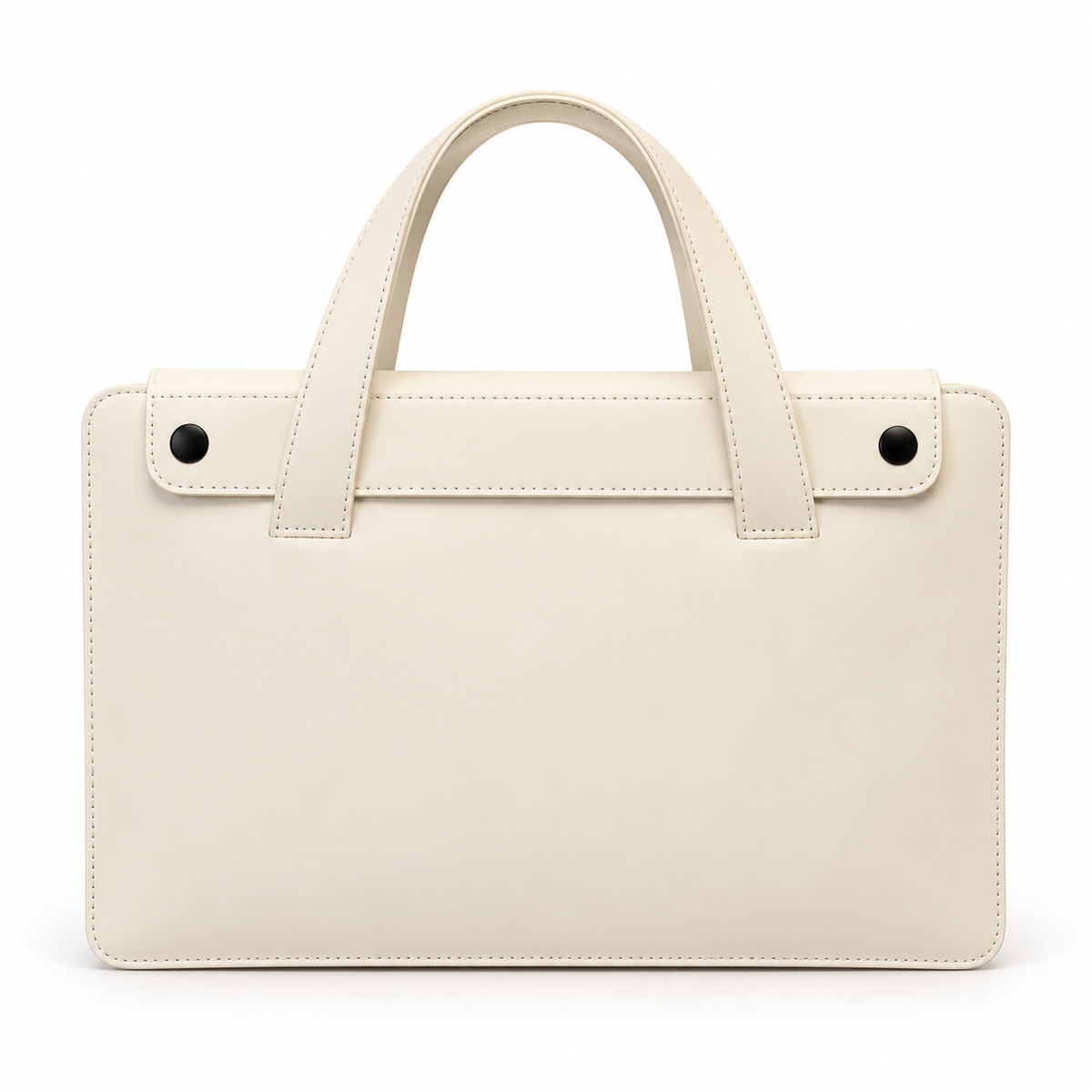 Ivory Leather Laptop Bag With Handles