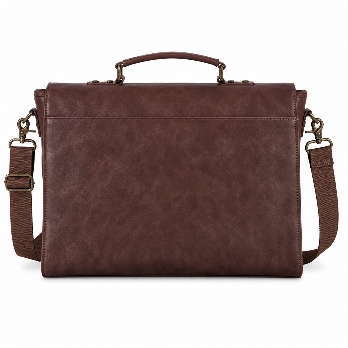 Vintage Brown Leather Double Buckle Briefcase