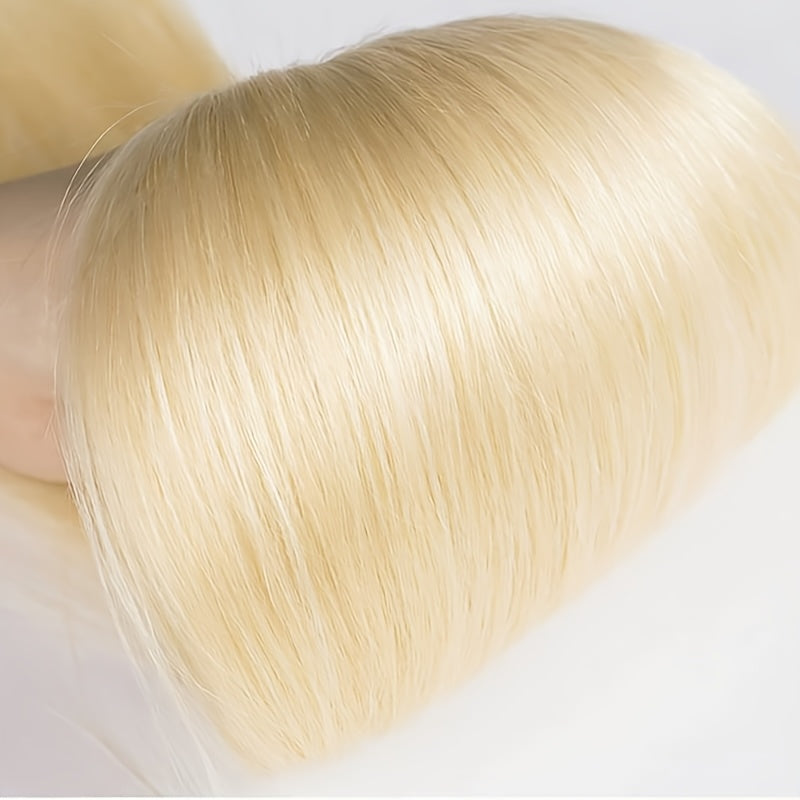 Straight Human Hair Weft Hair Extensions Color 613 Blonde Remy Human Hair Weft Weave Hair Extensions Double Wefted 3.35 oz Human Hair Bundles Blonde