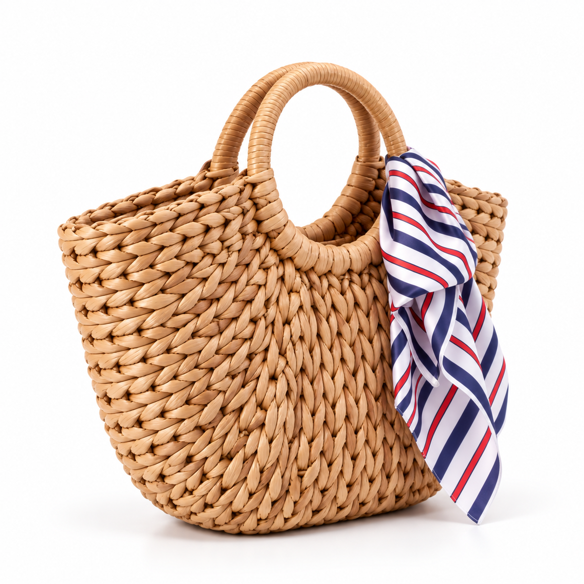 Handwoven Raffia Scarf Summer Tote Bag