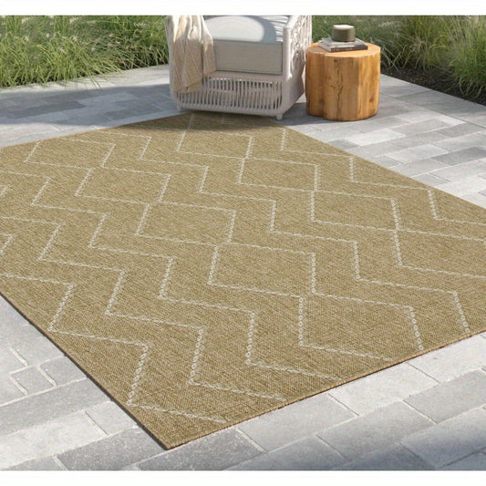 Earth Collection Jute White Indoor/Outdoor Area - 7x10ft, Diamond Pattern, Stain-Resistant Polypropylene, & Pet-Friendly, Easy Clean, Outdoor Decor, Contemporary Design Medium Rugs