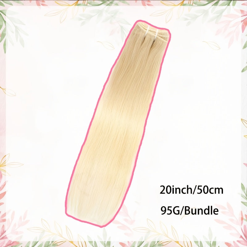 Straight Human Hair Weft Hair Extensions Color 613 Blonde Remy Human Hair Weft Weave Hair Extensions Double Wefted 3.35 oz Human Hair Bundles Blonde