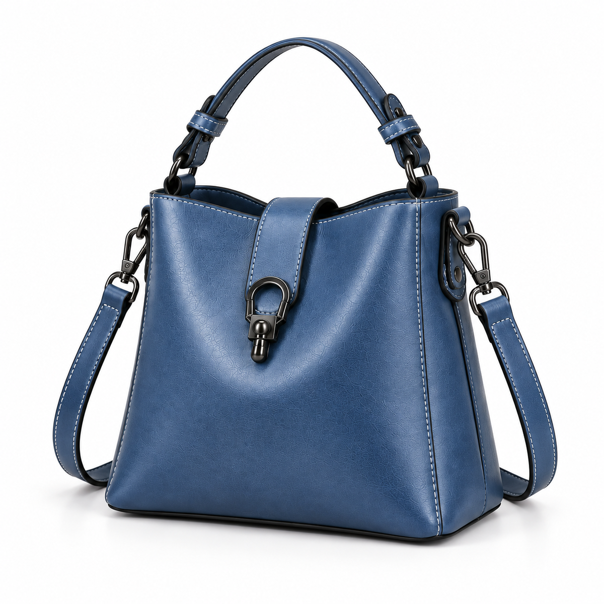 Elegant Blue Structured Crossbody Shoulder Handbag