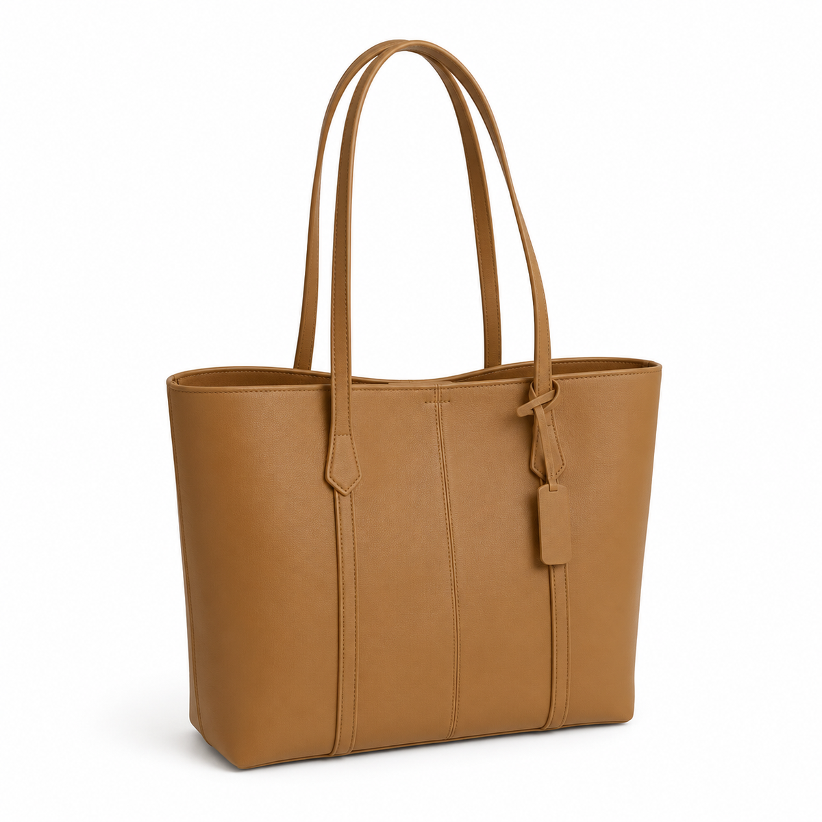 Camel Brown Classic Structured Tote Bag