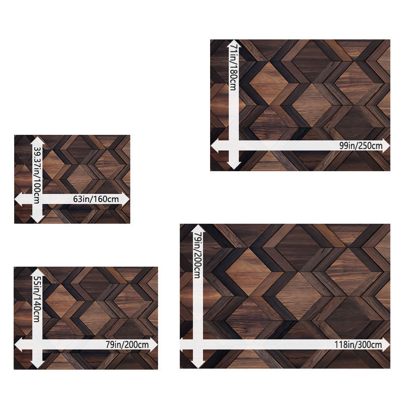 [Crystal Velvet | Wooden Inlay] 700G 1pc Wooden Inlay W-shaped Pattern Mat, Crystal Velvet + Dot Embossed Bottom | Outdoor Rugs, Suitable for Courtyard, Terrace, Balcony | Machine Washable, Outdoor Mat