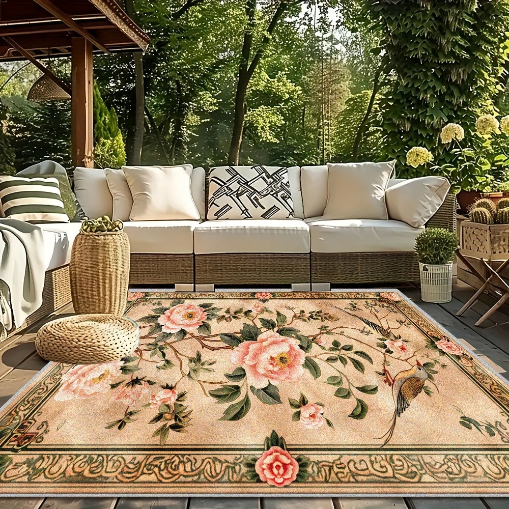 [Imitation Cashmere + Washable Base]Washable Base Imitation Cashmere + Weight 1200G Per Square Meter + Thickness 8.6Mm 1pc, New Chinese Style Printed Living Room Carpet, Fluffy Plush Bedroom Carpet, High-Quality Outdoor Carpe