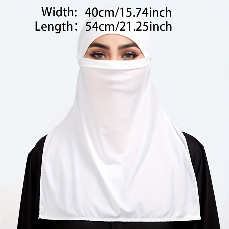 1pc Muslim Face Covering Scarf - Fashionable Exposed Khimar Abaya for Women, Black & White, Autumn Winter Warmth, Arabic Style Versatile for Casual & Formal Outfits, Hijab Scarf