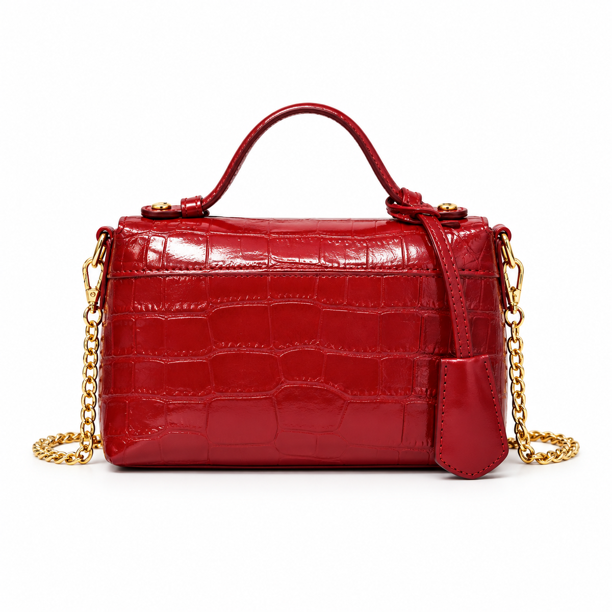 Elegant Crocodile Embossed Chain Crossbody Bag