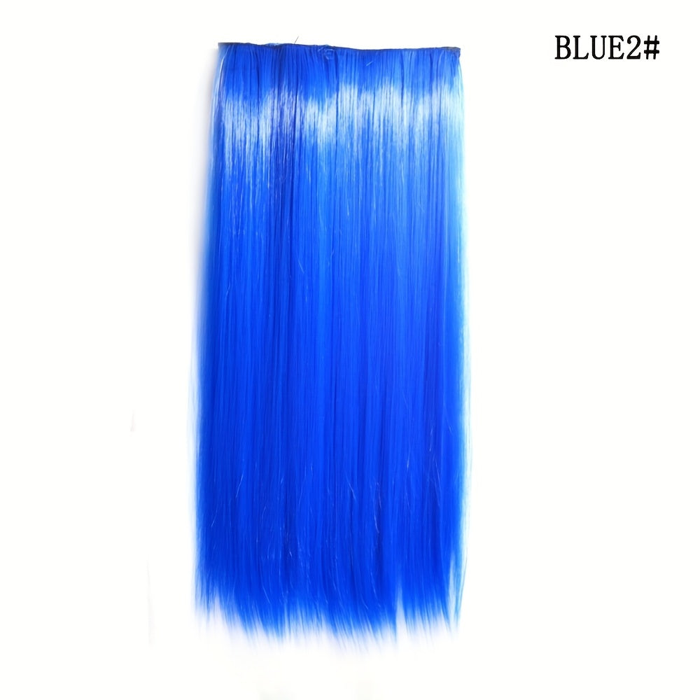 24 Inch Synthetic  5 Clips In Hair Extensions Long Straight High Temperature Fiber Colorful Hairpiece for Women