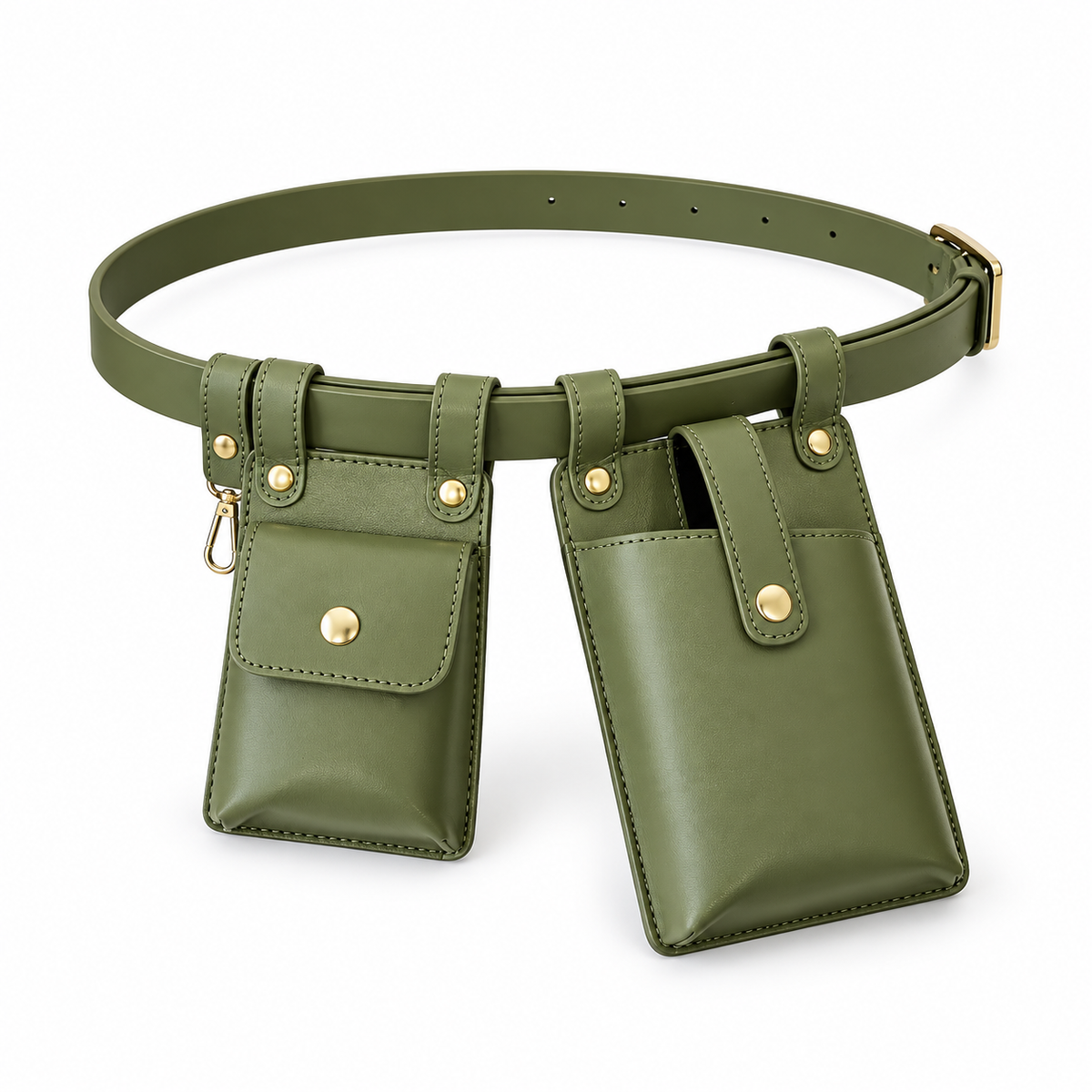 Olive Green Dual Pouch Waist Belt