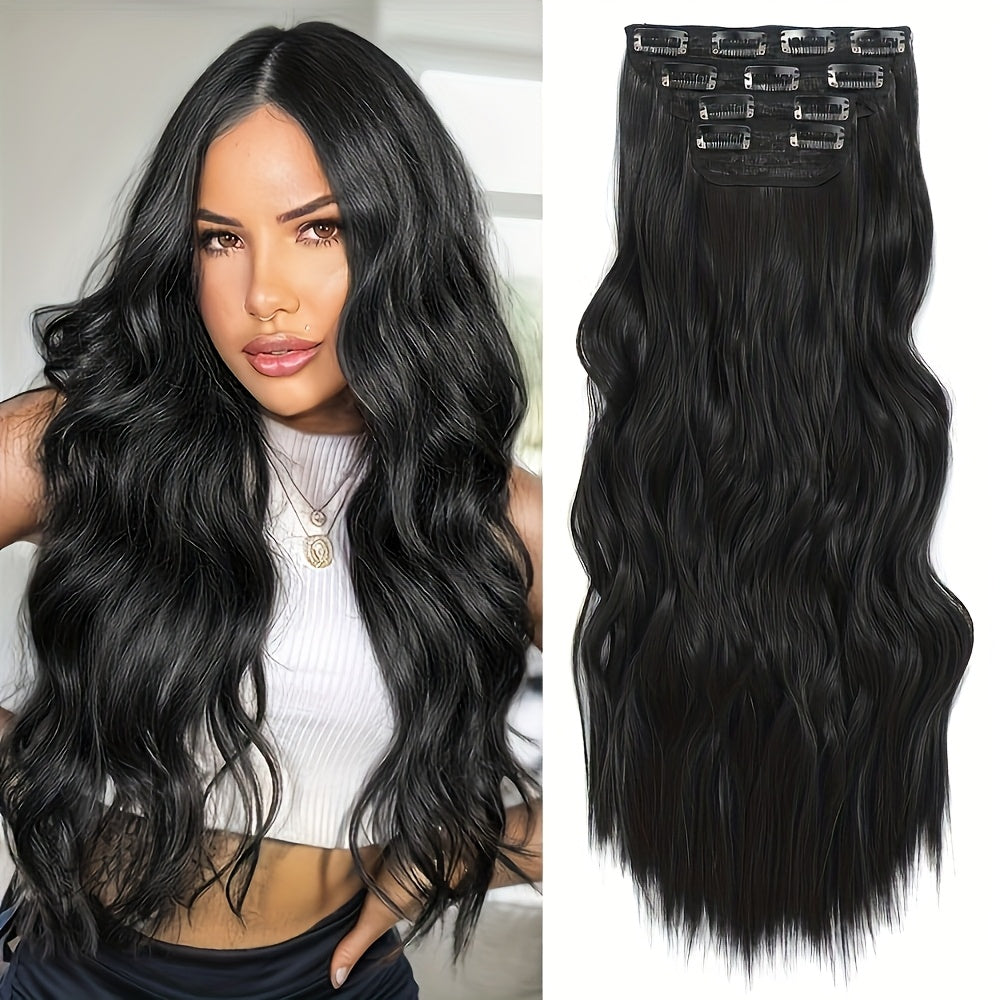 Clip In Hair Extensions For Women 20 Inch 5pcs Long Wavy Curly Auburn Copper Red Hair Extensions Clip Ins Full Head Synthetic Hair Extension For Women