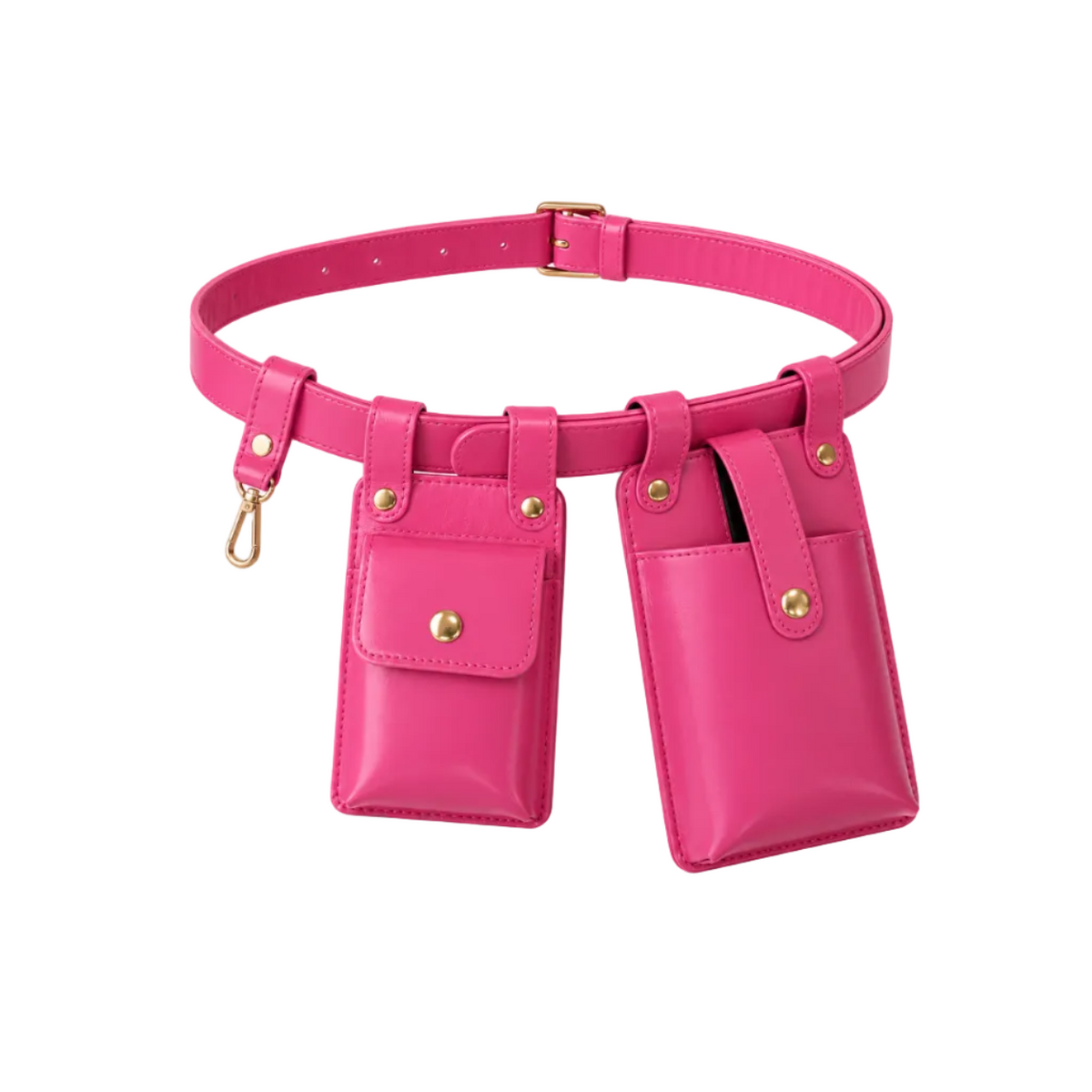 Pink Adjustable Belt Double Pouch Set