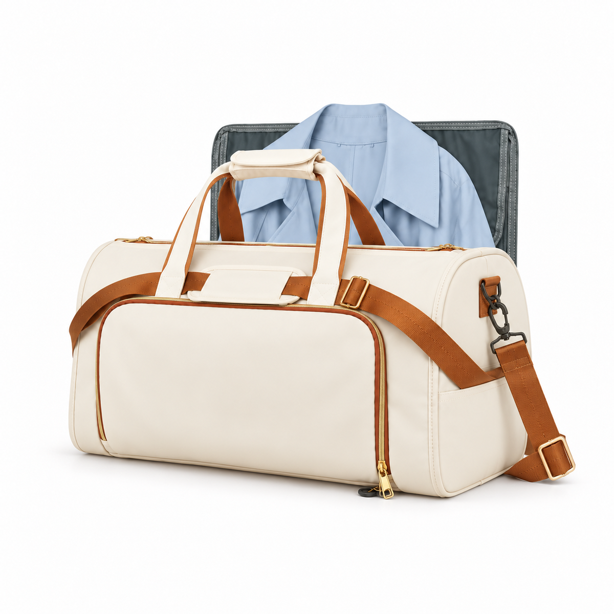 Cream Convertible Garment Overnight Travel Bag