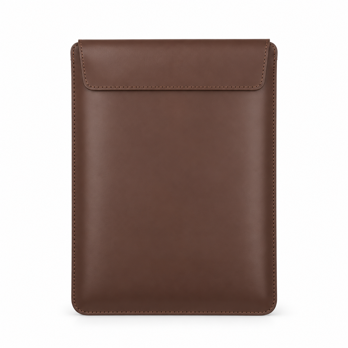 Brown Leather Laptop Bag Button Closure