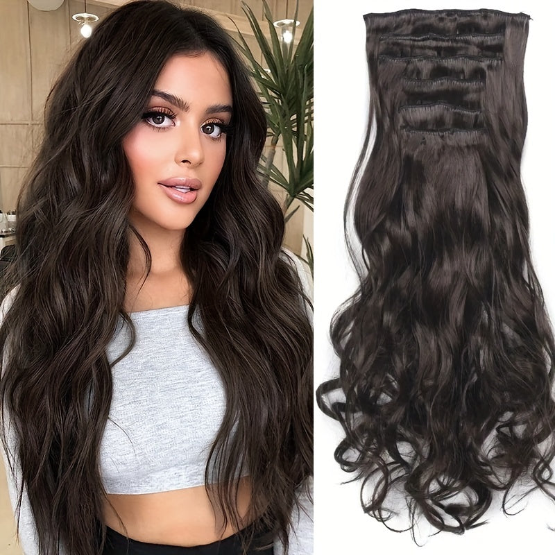 6pcs Heat Resistant 22" Clip-In Hair Extensions Suitable for Women - Body Wave Synthetic Hair with /Blonde Balayage ( & Honey Blonde), Double Weft for Volume, Clip-In Extensions for added Length/Waves, Easy Application
