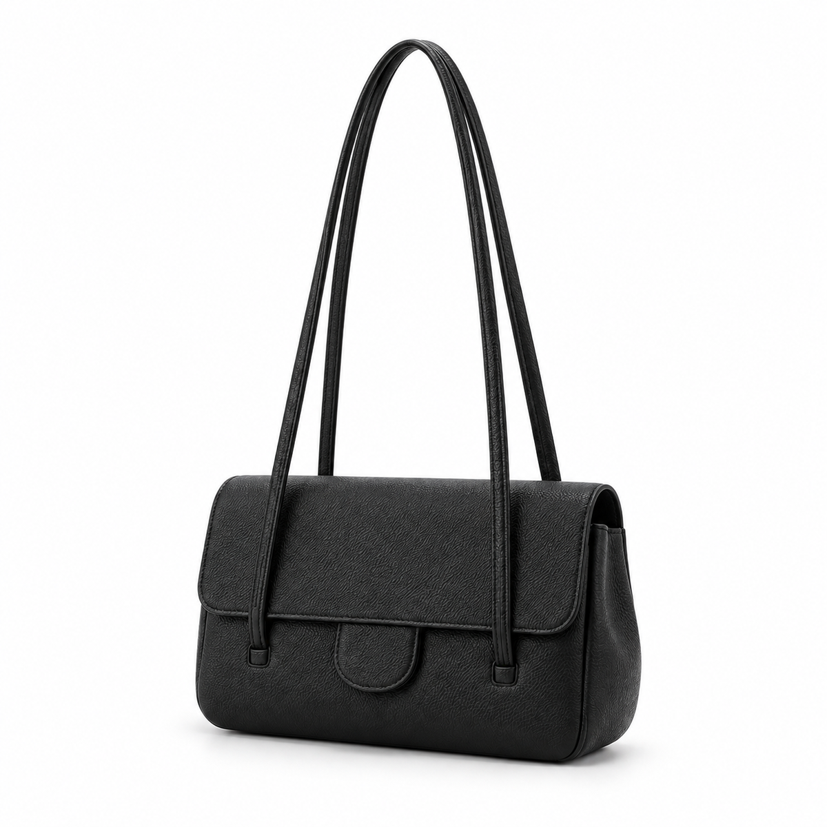 Elegant Black Pebbled Leather Shoulder Bag
