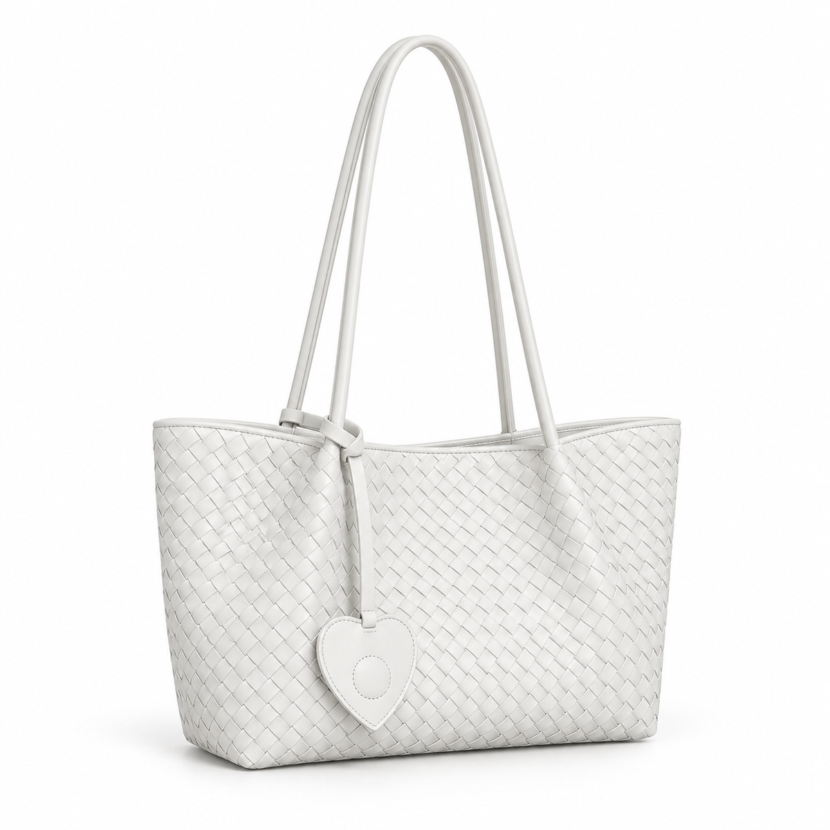 Elegant Cream Woven Shoulder Tote Bag