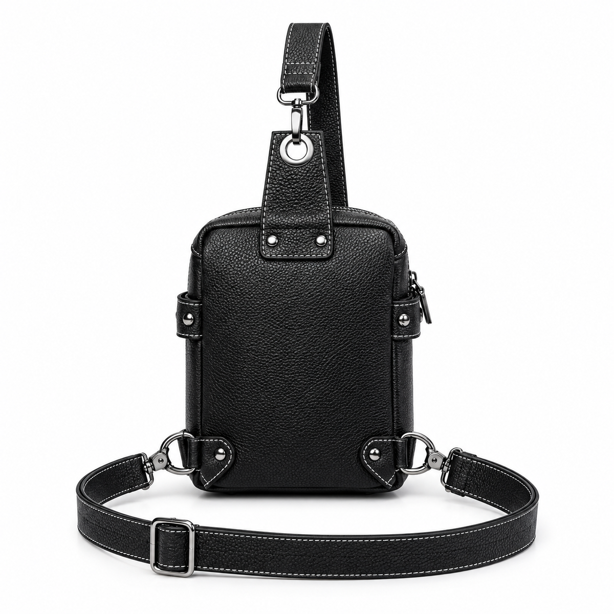 Black Gothic Skull Studded Sling Bag