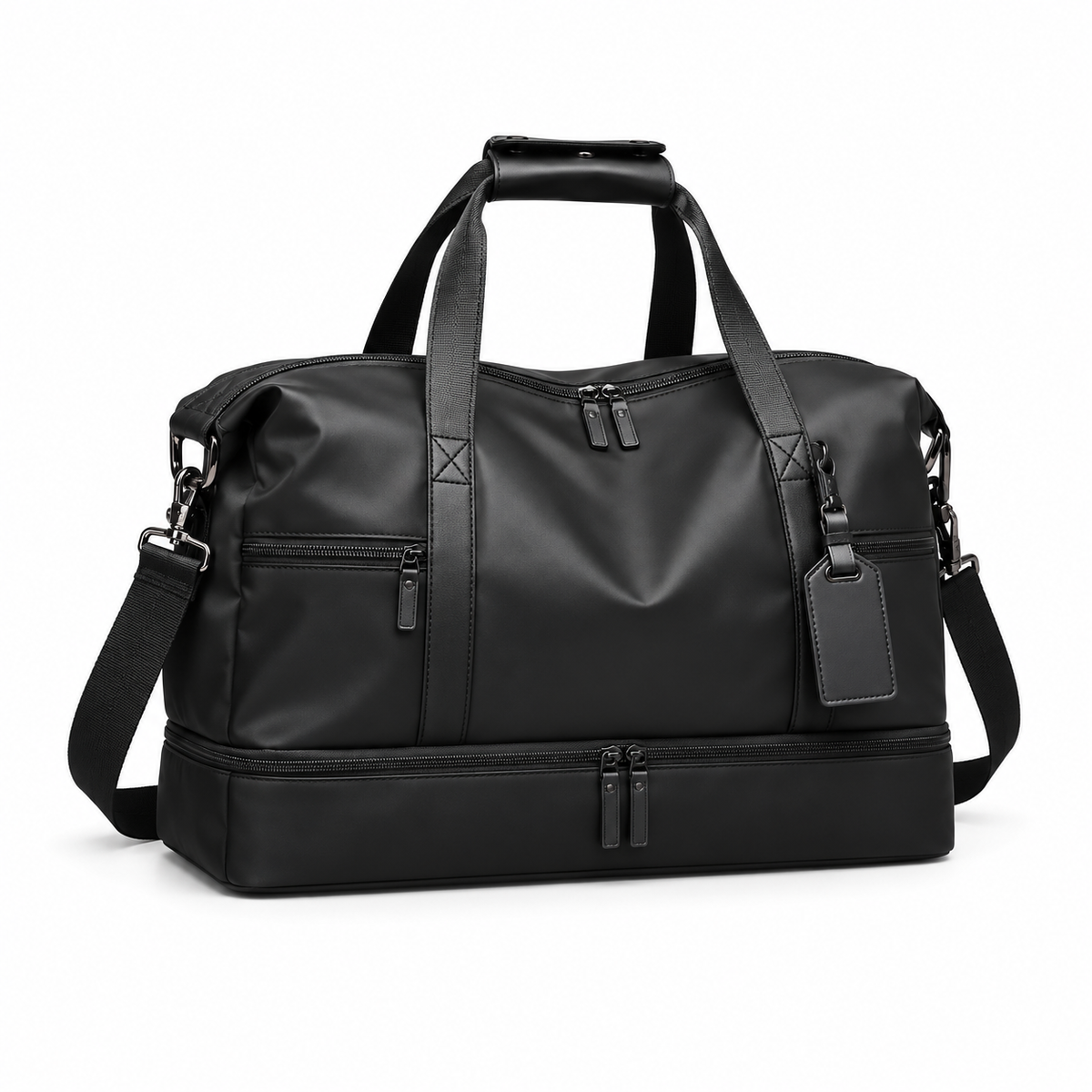 Black Overnight Bag With Multiple Compartments