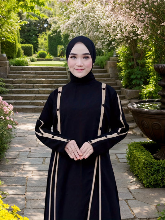 Women's Fashion Long-Sleeved Casual Loose Daily Home Travel Arabic Abaya Robe (No Headscarf)