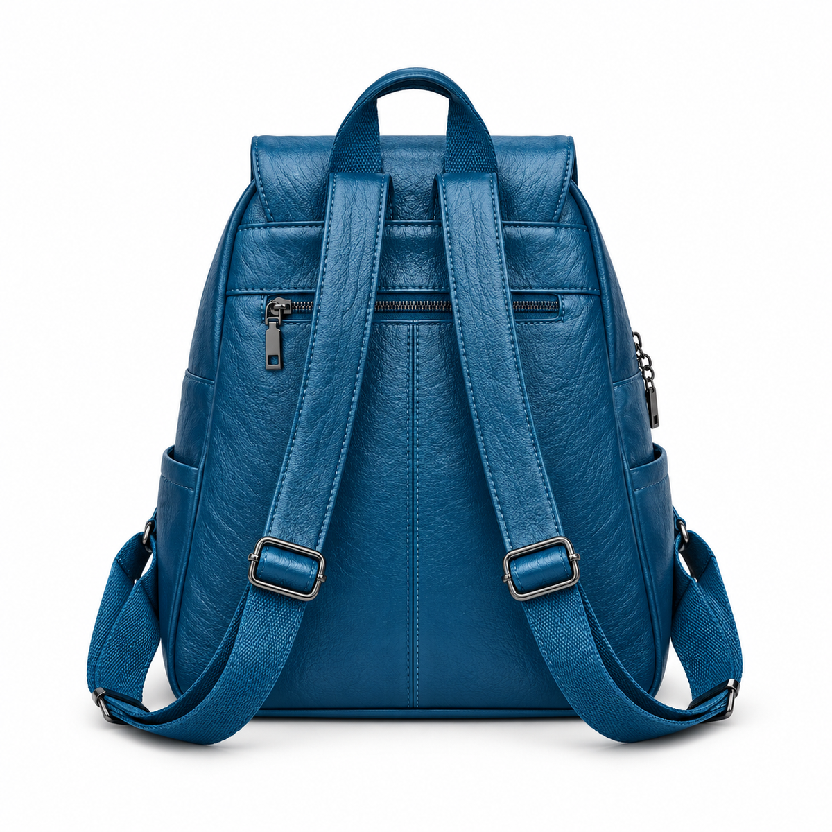 Lake Blue Textured Flap Everyday Backpack
