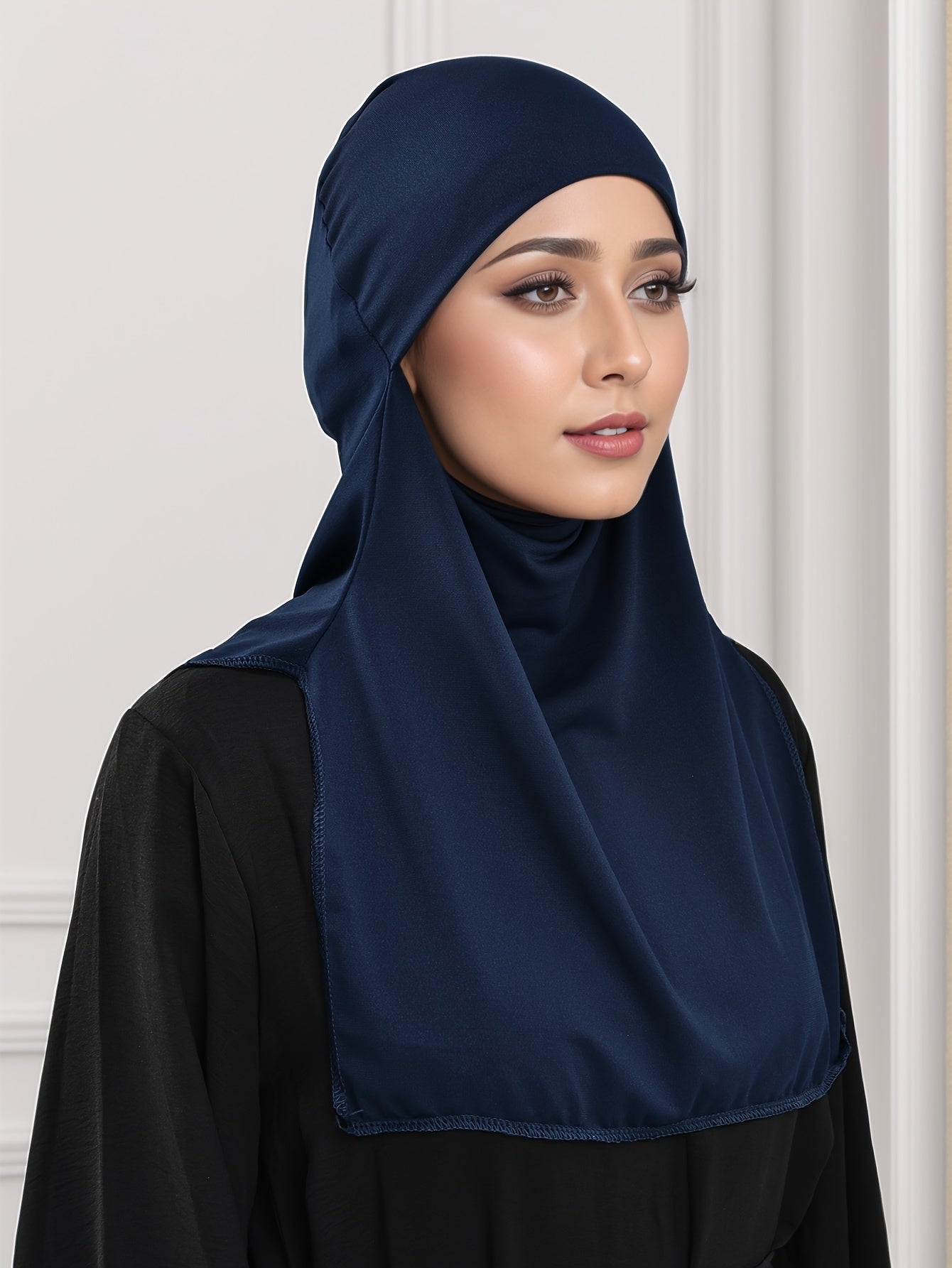 Elegant Muslim Women's Large Khimar Abaya - Asymmetrical Design, Solid Color, Versatile Base for Hats, Machine Washable All-Season Traditional Hijab, Hijab Scarf, Outdoor Light Beige Protection