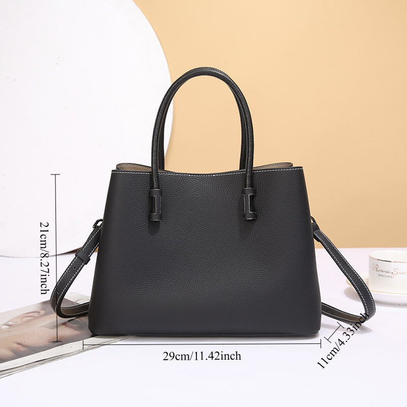 Genuine Leather Women's Tote Bag, Top Layer Cow Genuine Leather Commuting Handbag, Large Capacity Work Bag, Lightweight Durable Women's Bag